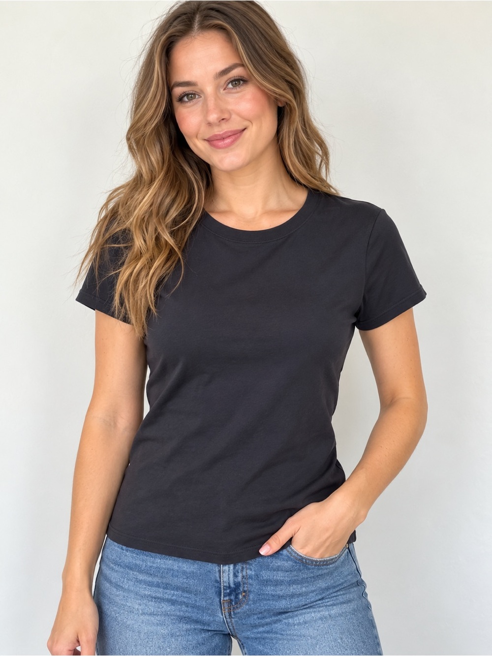 Classic Navy Blue Short Sleeve Crewneck Tee